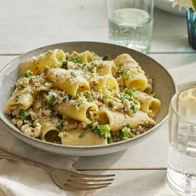 Smashed Peas and Ricotta Pappardelle
