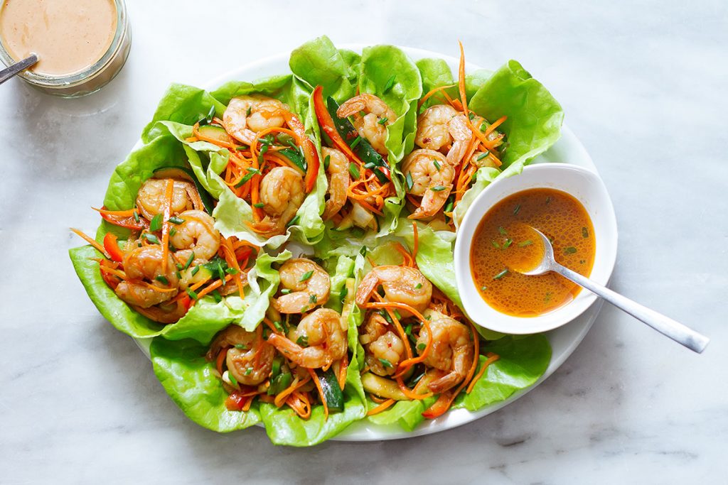 Thai Mini Shrimp Lettuce Wraps recipe