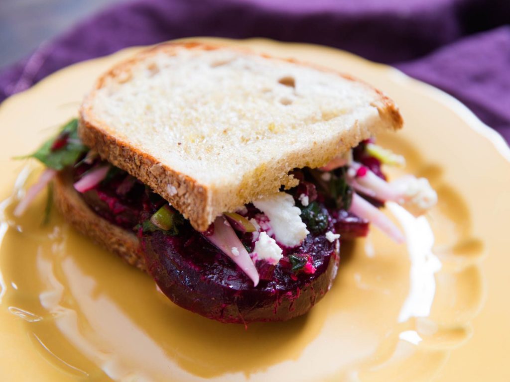 Beet, Spinach and Cheese Sandwich