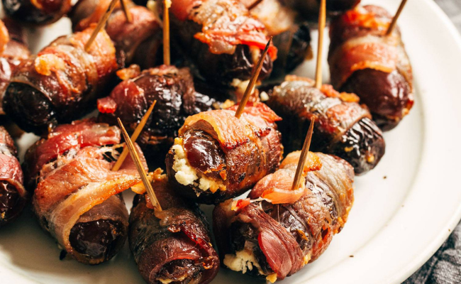 Bacon-wrapped stuffed dates Christmas Dates