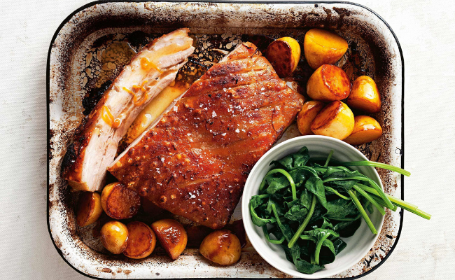 Easter Sunday Recipes - Roasted Pork with Hasselback Potatoes 